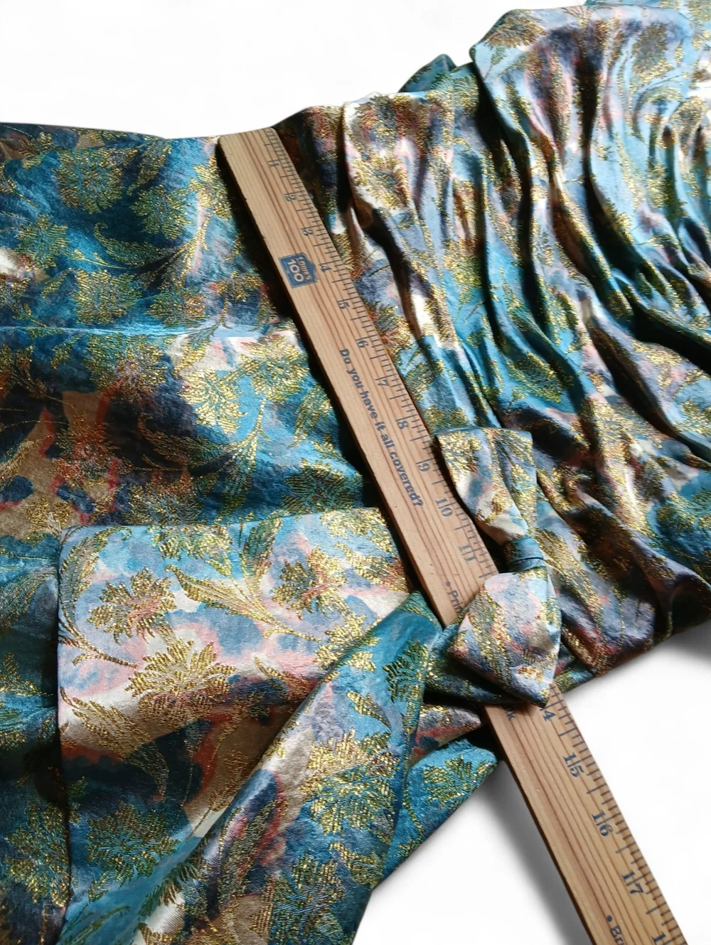 Vintage 50's-60's Elegant Blue-Green Metallic Brocade Cocktail Dress